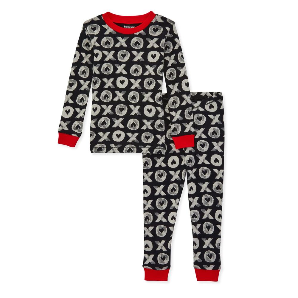 Burt's Bees Unisex Pajamas Organic Cotton Two-Piece X's O's Valentine's Love 4T